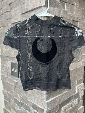 Killstar Moon Rays Lace Crescent Crop Top